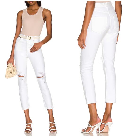 AGOLDE Riley High Rise Straight Crop Jean Slant Wash Distressed - Picture 1 of 8
